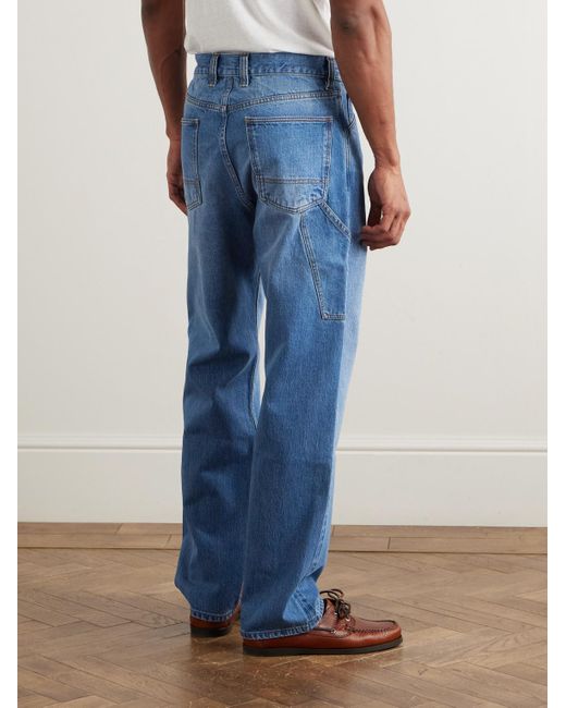 Drake's Blue Straight-Leg Selvedge Jeans for men