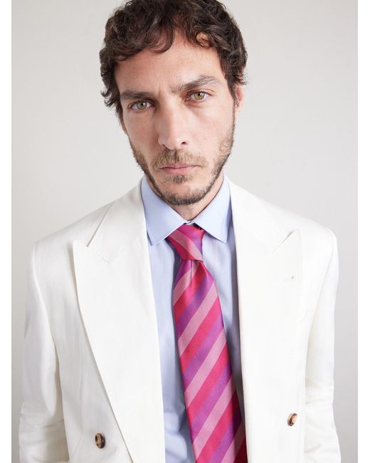 8.5Cm Striped Jacquard Silk Tie di Charvet in Pink da Uomo