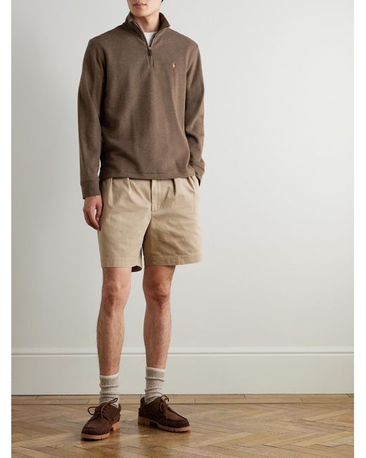 Polo Ralph Lauren Pullover aus Baumwolle mit kurzem Reißverschluss und Logostickerei in Brown für Herren