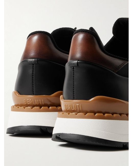 Berluti Black Fast Track Torino Leather And Shell Sneakers for men