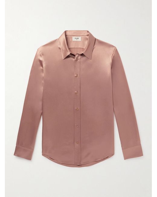 CELINE HOMME Pink Silk-satin Shirt for men