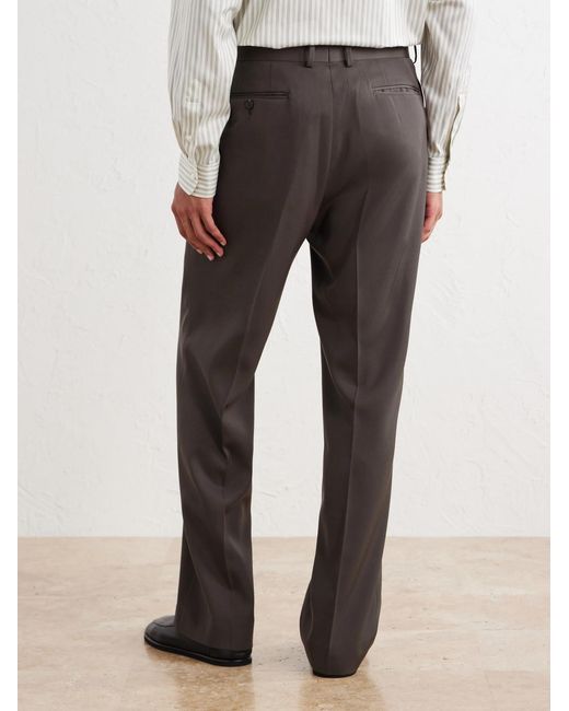 Auralee Gray Straight-Leg Wool-Gabardine Trousers for men