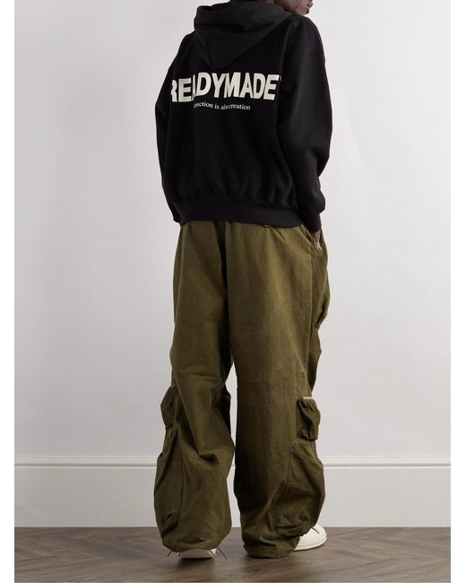 READYMADE Black Logo-Print Embroidered Cotton-Blend Jersey Hoodie for men