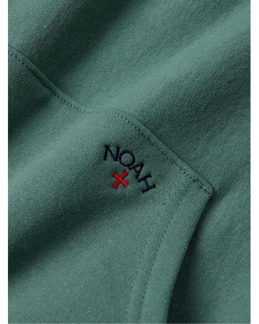 Noah NYC Green Logo-embroidered Cotton-jersey Hoodie for men