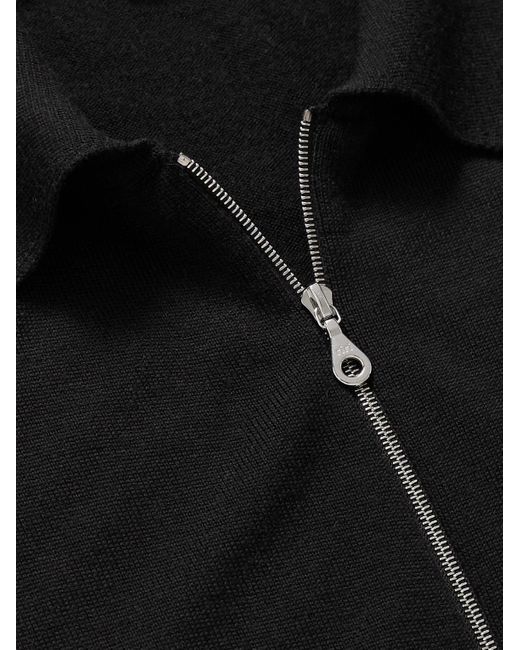 John Smedley Black Alston Slim-Fit Merino Wool Zip-Up Cardigan for men