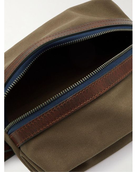 Bleu De Chauffe Brown Zazou Leather-trimmed Coated-canvas Wash Bag for men