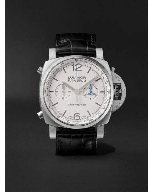 Panerai Black Luminor Chrono Automatic Flyback Chronograph 44Mm Stainless Steel And Alligator Watch, Ref. No. Pam1218 for men