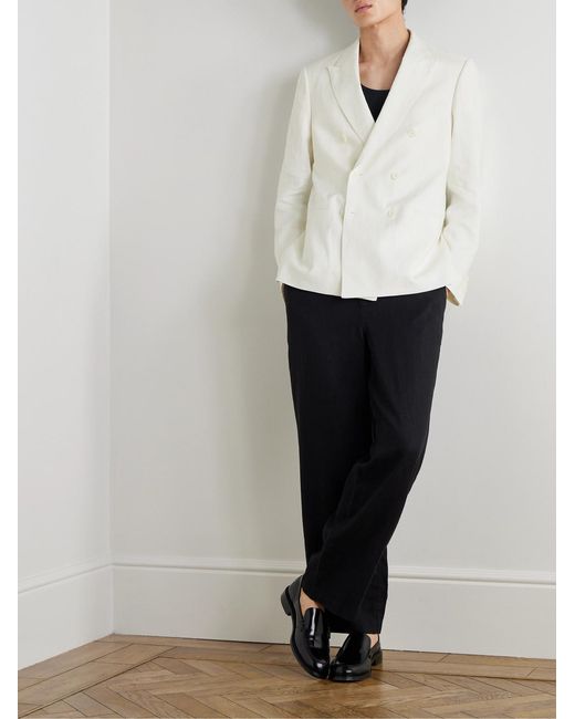 Mr P. Natural Double-Breasted Linen Tuxedo Jacket for men