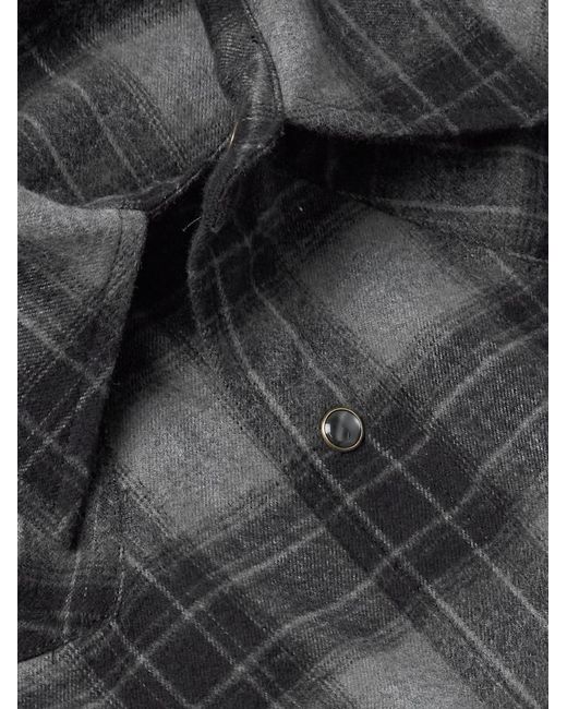 Nili Lotan Gray Travis Checked Cotton-Flannel Shirt for men