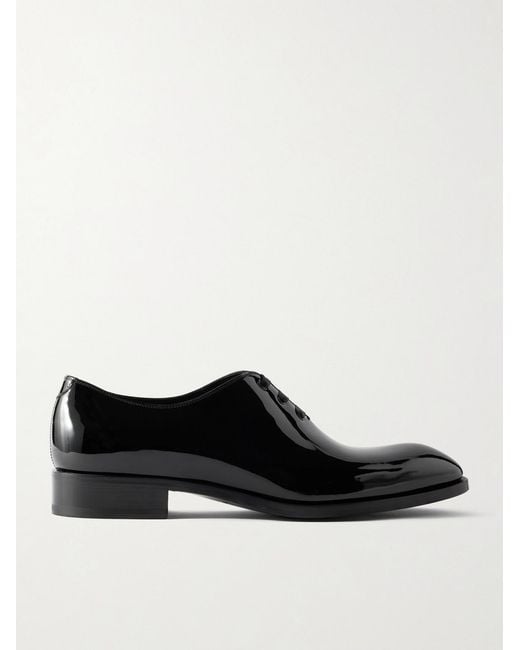 Tom Ford Black Elkan Patent-Leather Oxford Shoes for men