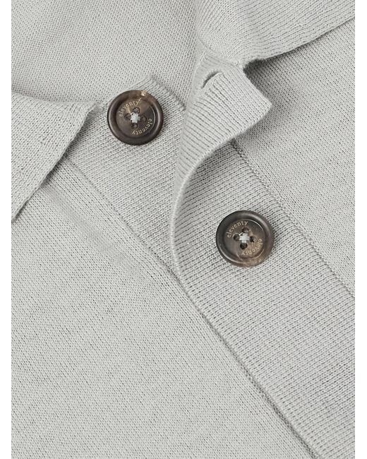 Eleventy Gray Slim-Fit Cotton And Cashmere-Blend Polo Shirt for men