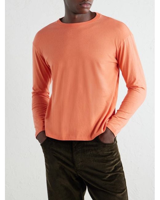 Auralee Orange Cotton-Jersey T-Shirt for men