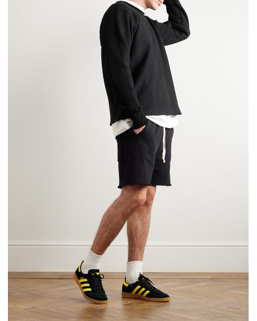 Les Tien Black Straight-leg Garment-dyed Cotton-jersey Drawstring Shorts for men