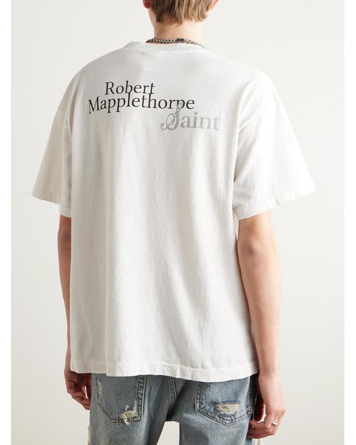SAINT Mxxxxxx White Robert Mapplethorpe Printed Cotton-Jersey T-Shirt for men