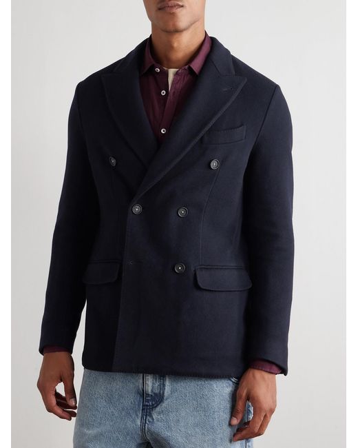 Massimo Alba Blue Brando Double-Breasted Cashmere Blazer for men