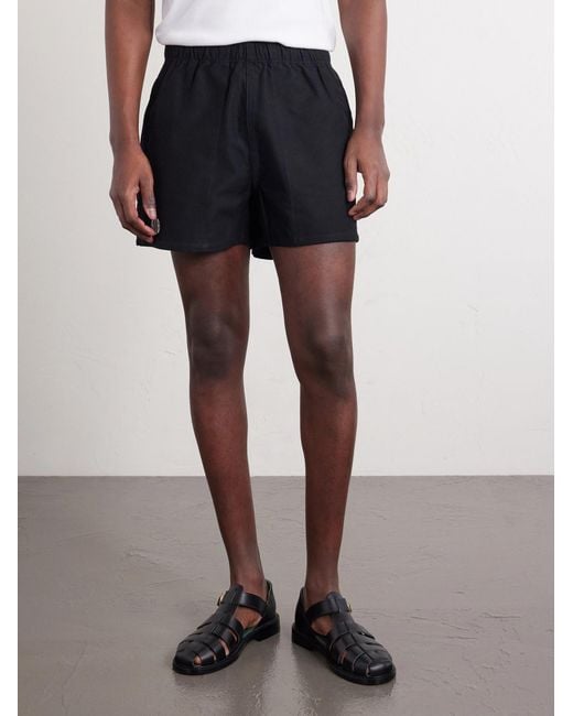 Bode Blue Field Straight-Leg Logo-Embroidered Cotton-Twill Shorts for men