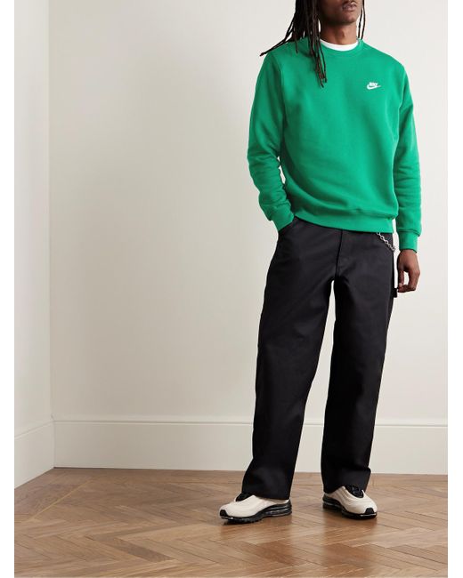 Nike Green Sportswear Club Logo-embroidered Cotton-blend Jersey Sweatshirt for men