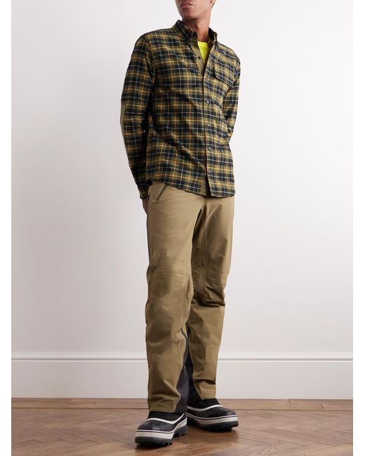 Aztech Mountain Green Loge Peak Checked Brushed Cotton-blend Shirt for men