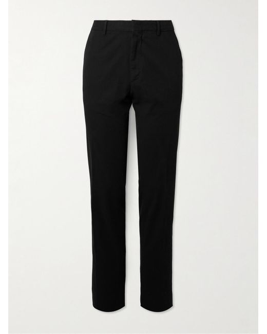 Zegna Black Easy Straight-Leg Garment-Dyed Cotton-Blend Chinos for men