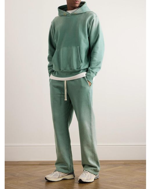 Les Tien Green Straight-leg Garment-dyed Cotton-jersey Sweatpants for men