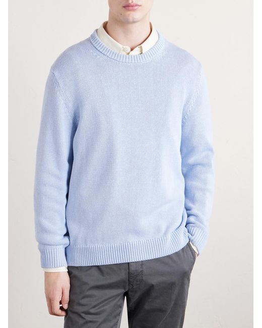 Slowear Blue Slim-fit Cotton Sweater for men