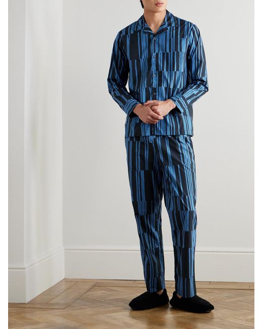Mr P. Blue Striped Cotton Pyjama Set for men