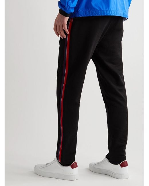 Moncler Black Straight-Leg Striped Cotton-Jersey Sweatpants for men