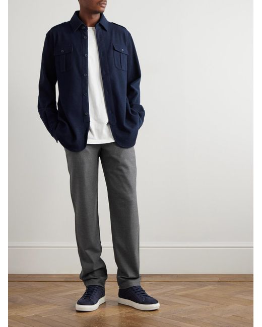 Sease Blue Wool-Blend Shirt for men