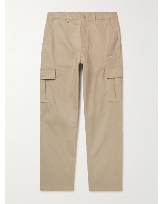 Nike Natural Club Straight-leg Logo-embroidered Cotton-blend Ripstop Cargo Trousers for men