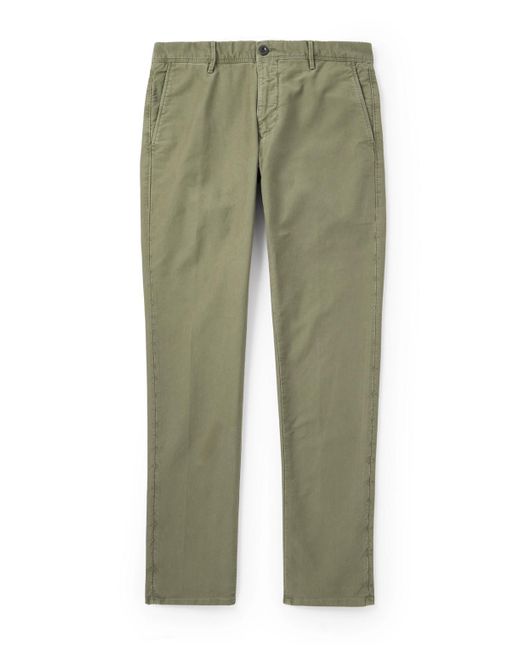 Incotex Green Slim-Fit Garment-Dyed Tricochino Trousers for men