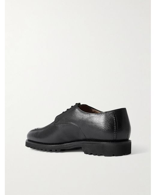 Majordome Black M32 Split-toe Cross-grain Leather Derby Shoes for men