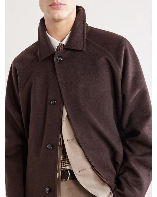 Kiton Brown Wool And Cashmere-Blend Coat for men