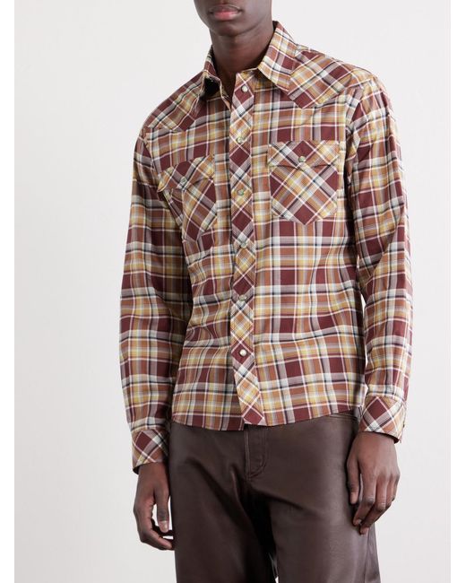 Versace Brown Checked Cotton Shirt for men