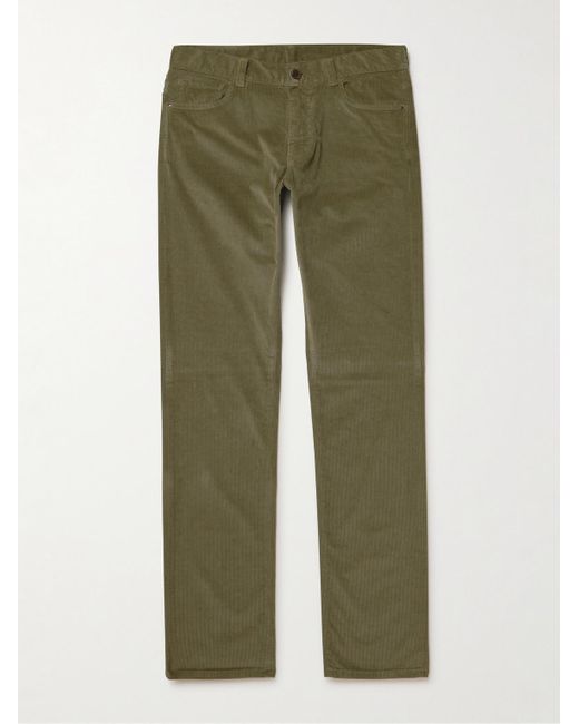 Canali Green Slim-Fit Stretch-Cotton And Modal-Blend Corduroy Trousers for men