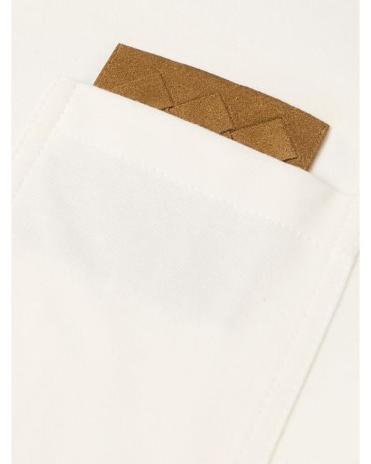 Bottega Veneta Natural Intrecciato Suede-trimmed Cotton-jersey T-shirt for men