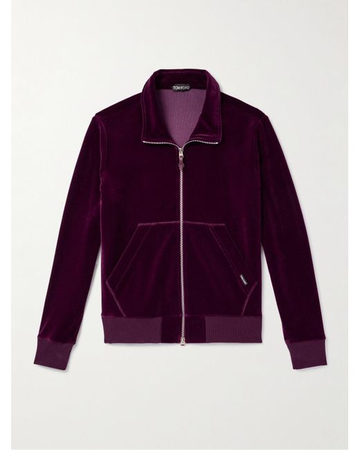 Tom Ford Purple Cotton-Blend Velour Track Jacket for men