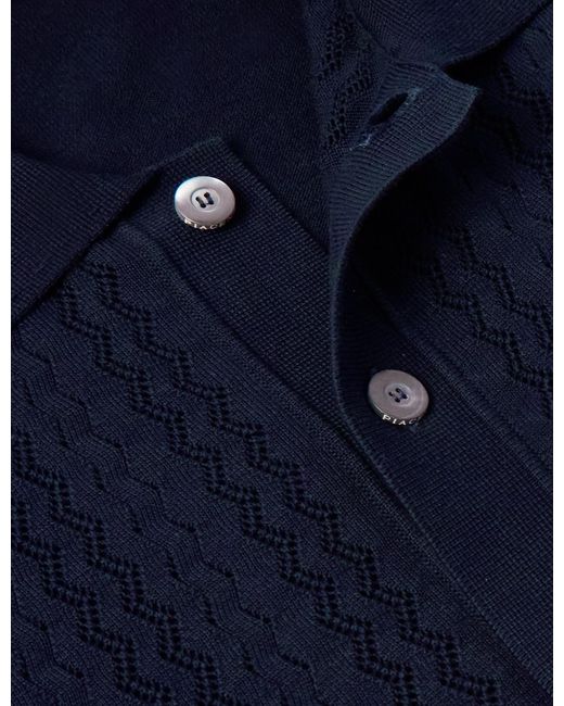 Piacenza 1733 Blue Pointelle-Knit Cotton Shirt for men