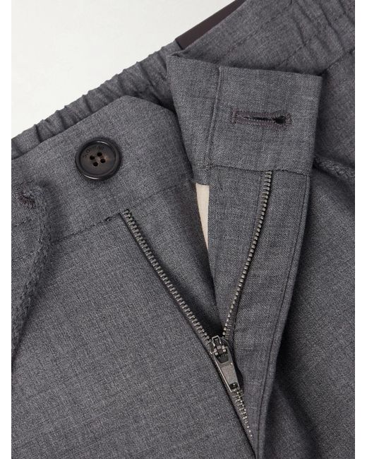 Slowear Gray Slim-Leg Virgin Wool Drawstring Trousers for men