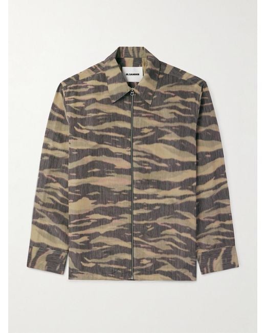 Jil Sander Gray Camouflage-Print Shell Overshirt for men