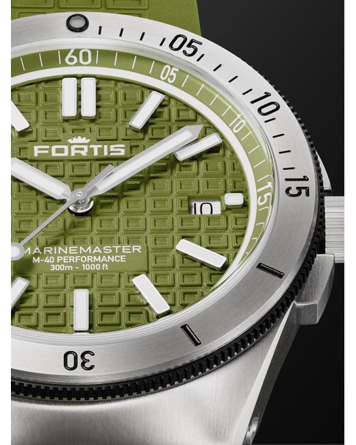 Fortis Green Marinemaster M-40 Automatic 40mm Recycled Stainless Steel And Rubber Watch for men
