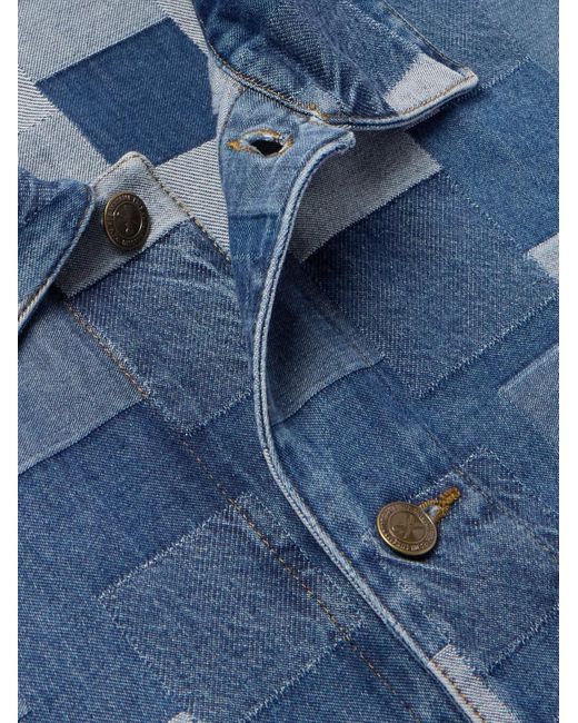 A.P.C. Blue Kerlouan Patchwork Stonewashed Denim Jacket for men
