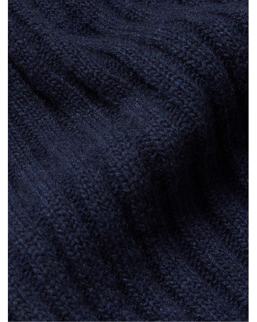 Oliver Spencer Blue Soane Ribbed Wool Scarf for men