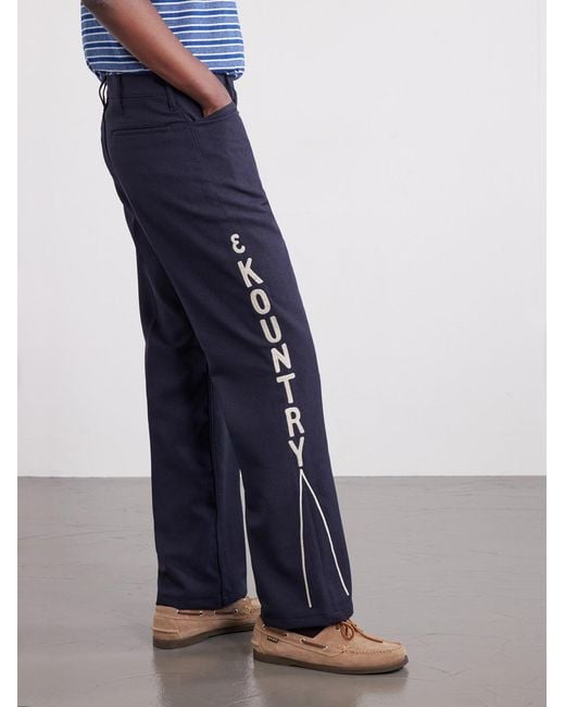 Kapital Blue Daddy's Ox Flared Twill Trousers for men