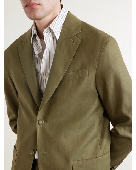 Officine Generale Green Michel Lyocell, Linen And Cotton-Blend Jacket for men