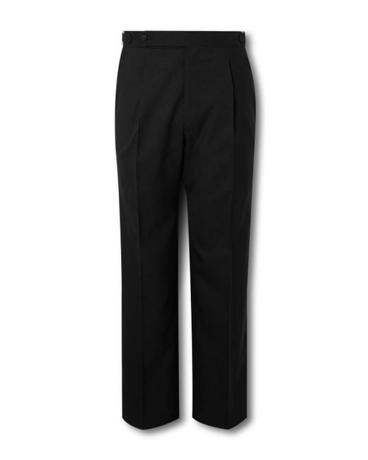 STÒFFA Black Straight-Leg Pleated Wool Trousers for men
