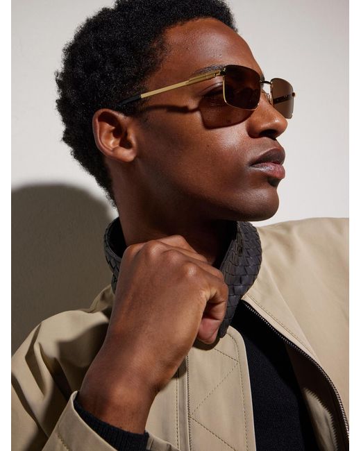 Bottega Veneta Natural Square-Frame-Tone Metal Sunglasses for men