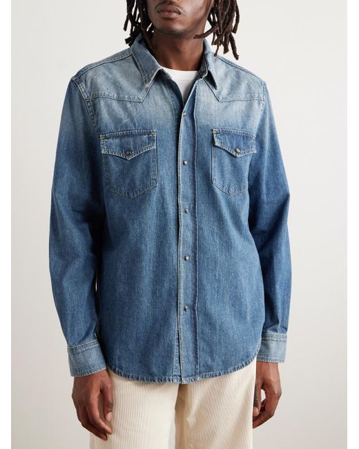 Nili Lotan Blue Travis Denim Shirt for men