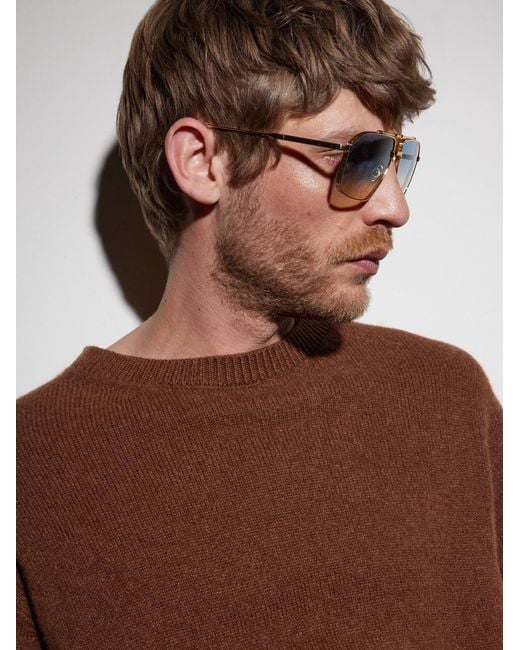 Cutler & Gross Blue 1424 Aviator-Style-Tone Sunglasses for men