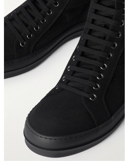 Rick Owens Black Vintage Suede-Trimmed Canvas High-Top Sneakers for men