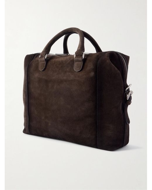 Officine Creative Black Jules 003 Airbrushed Suede Briefcase for men